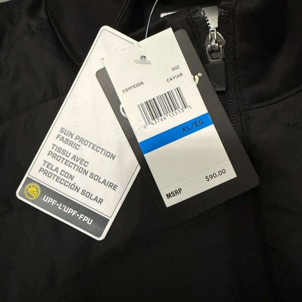 Callaway Mens Golf‎ Vest Black Puffer Quilted Full Zip XL UPF Sun Protection